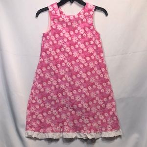 Girl’s Pink and White Flower Dress, Size L 10/12